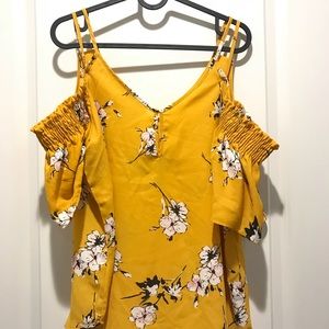 Yellow Floral Off-Shoulder Top